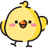 A cute cartoon chicken with a small smile